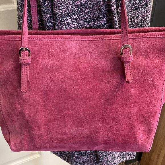 Italian leather raspberry suede handbag of Florence Italy NWT - Picture 9 of 13